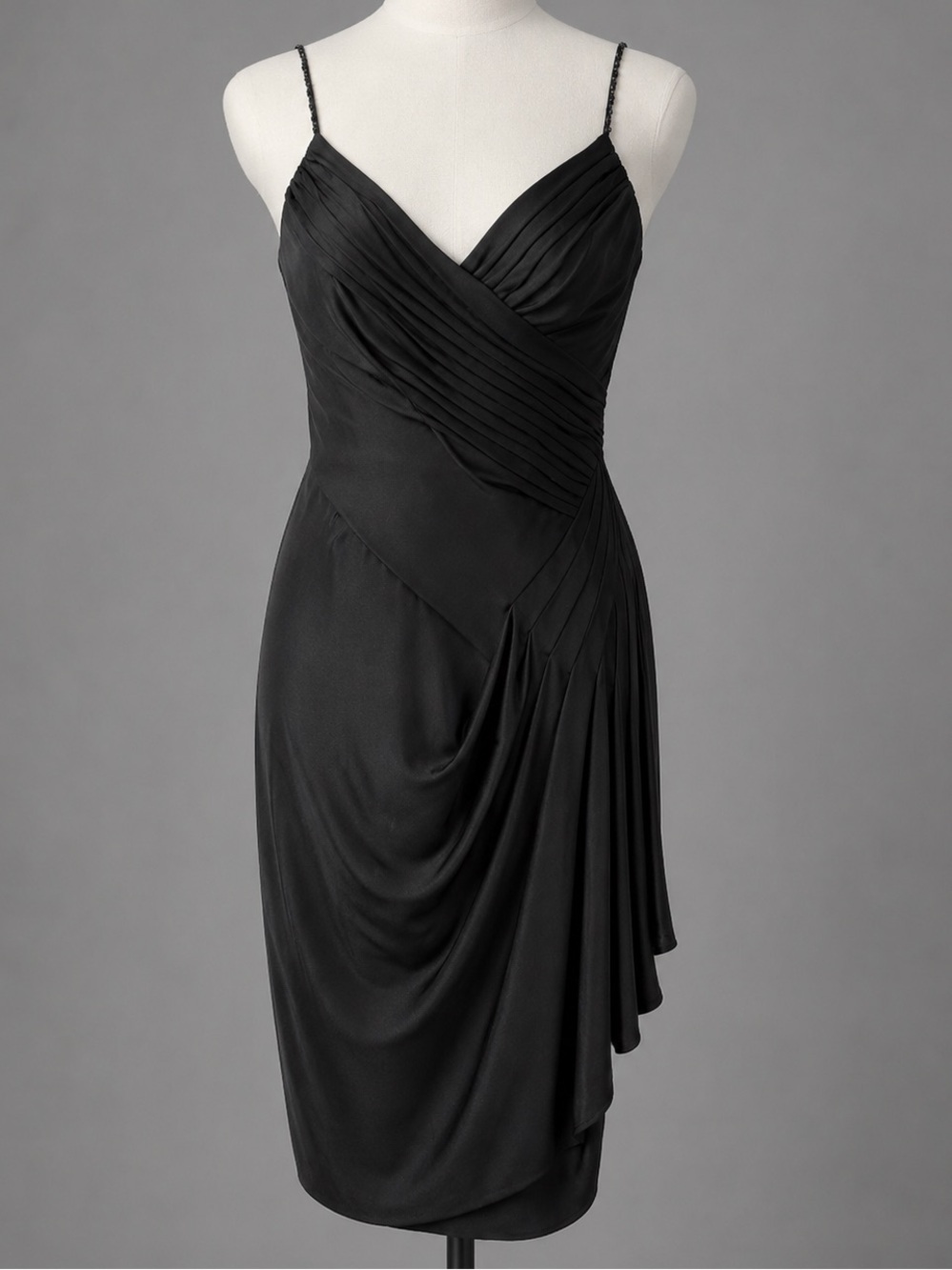 BCBG sz S Black Ruched Cocktail Dress